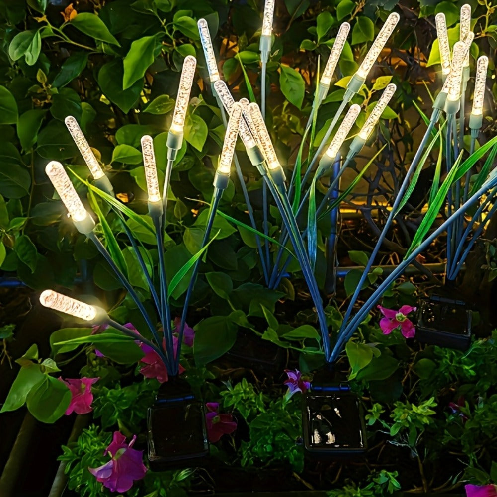 Solar Bubble Pathway Lights Outdoor 4 Pack – IP44 Waterproof Acrylic Reed Stake Lights Auto On/Off Dusk to Dawn | Warm White Solar Powered LED for Garden, Yard, Driveway, Walkway & Patio Decor