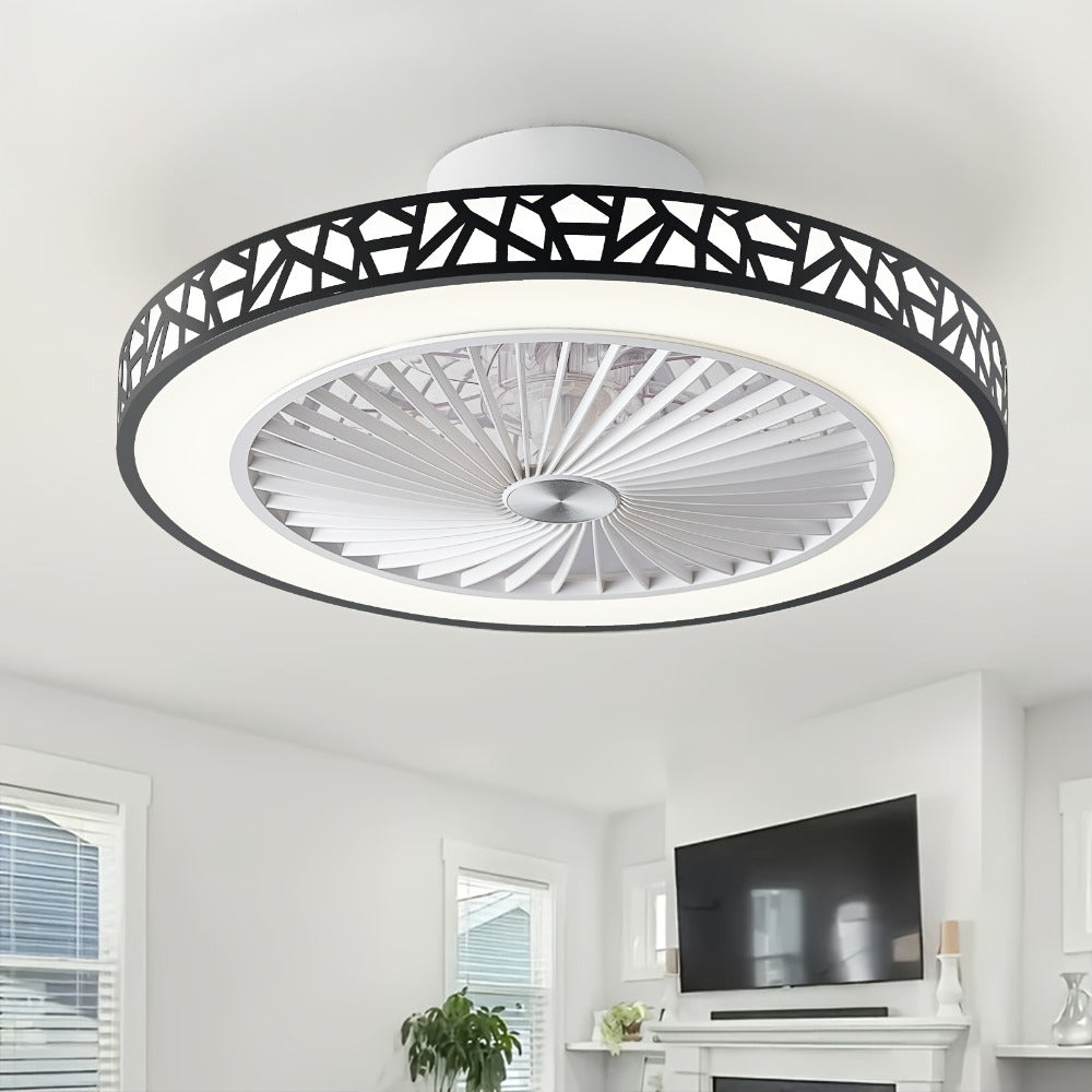 Flush Mount Ceiling Fan with Light and Remote 19 Inch | Low Profile LED Ceiling Fan 6 Wind Speeds Reversible Motor | Quiet Compact Fan for Bedroom Kids Room Living Room Low Ceiling | White Black