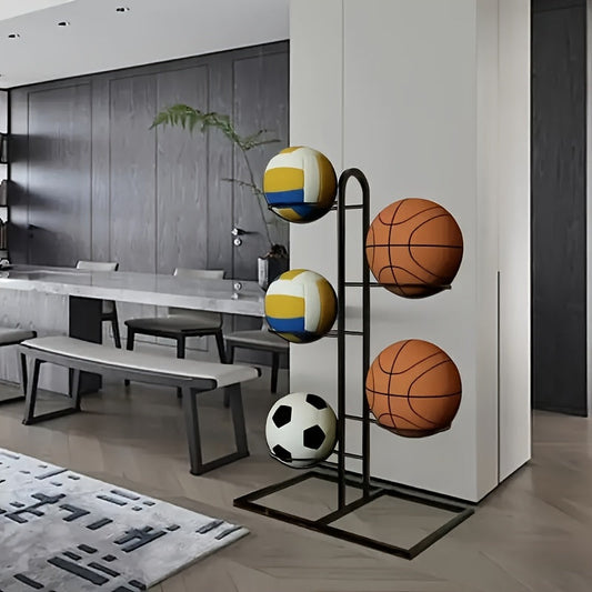 Basketball Storage Rack, 3- or 5-Tier Freestanding Ball Stand in Black or White