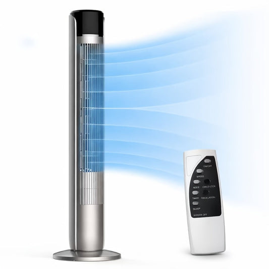 Bladeless Tower Fan, 36-Inch Oscillating Fan with Remote, 5 Speeds and 12-Hour Timer