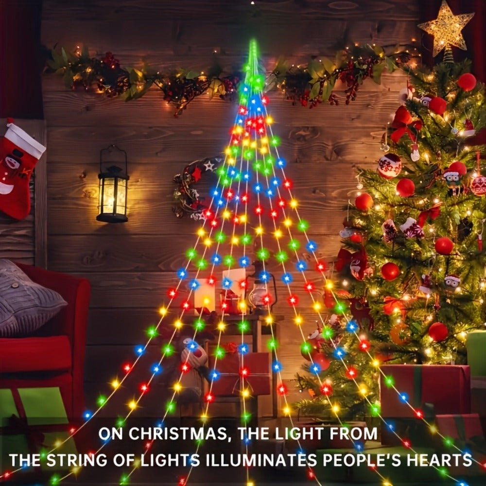 Waterfall Fairy Lights USB Powered 8 Modes – Indoor String Lights for Tree Curtain Tent Party Garland Christmas Halloween Festival Decoration White
