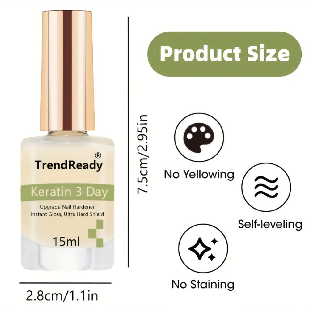 Nail Hardener 2 Bottles Extra Strong & Jelly Nude - Keratin Ridge Filler Base Coat for Weak Damaged Brittle Nails, Strengthening Nail Polish Treatment for DIY Gel Manicure, Home Salon Nail Art Women
