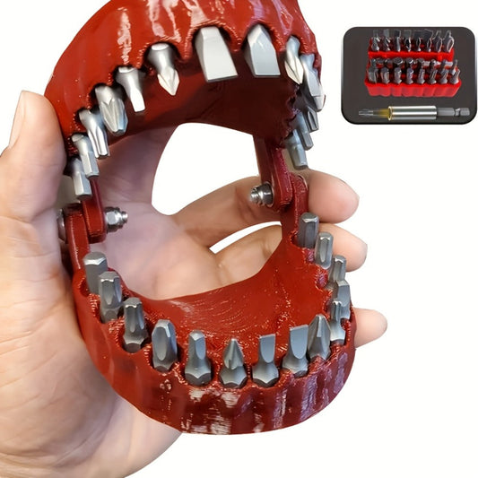 Bit Holder with Base & 28-Piece 1/4-Inch Hex Bit Set for Desktop Organization