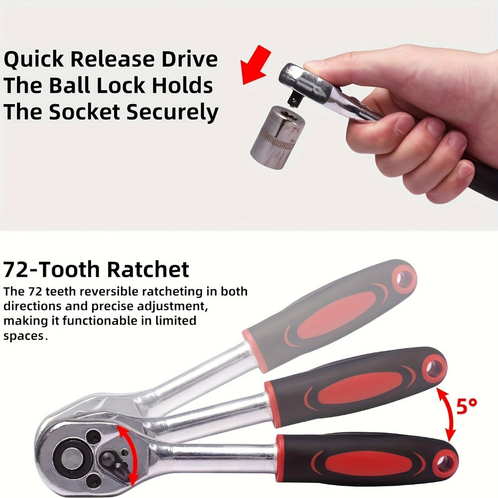 Professional Auto & Bicycle Repair Tool Set 50/53PCS – Ratchet Wrench Kit | Racing-Grade Car Maintenance Tools | Socket Set for Auto Parts, Bike & Machinery Repair | Orange