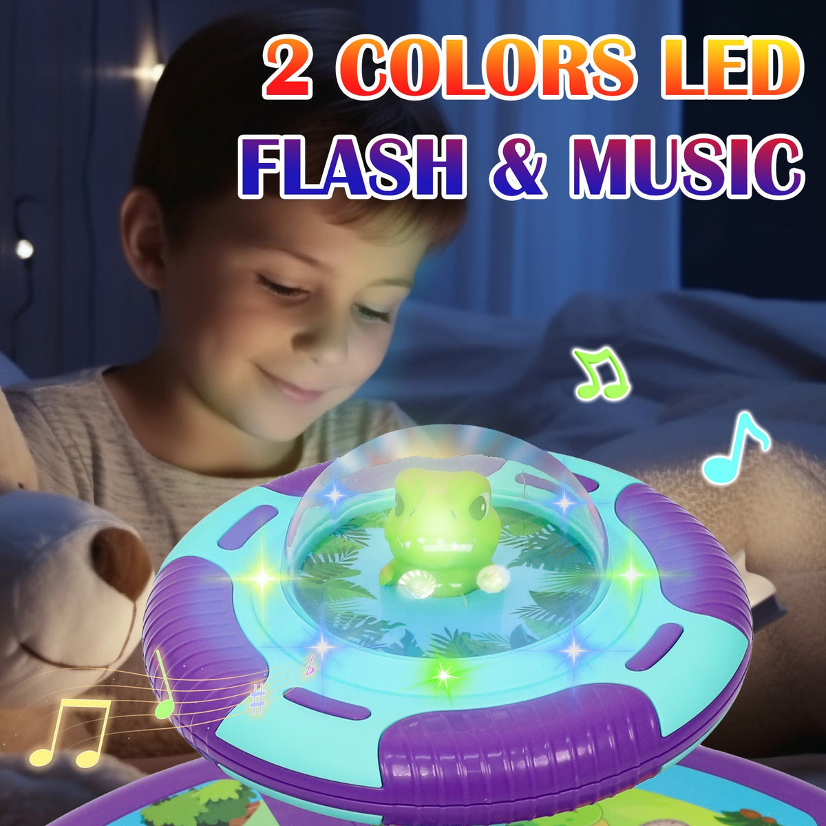 Dinosaur Spin Seat Toy for Toddlers 18 Months+ – 360° Sit and Spin with Music, Indoor Interactive Sensory Balance Toy, Supports Up to 110 lbs, Birthday Christmas Gift for Boys & Girls