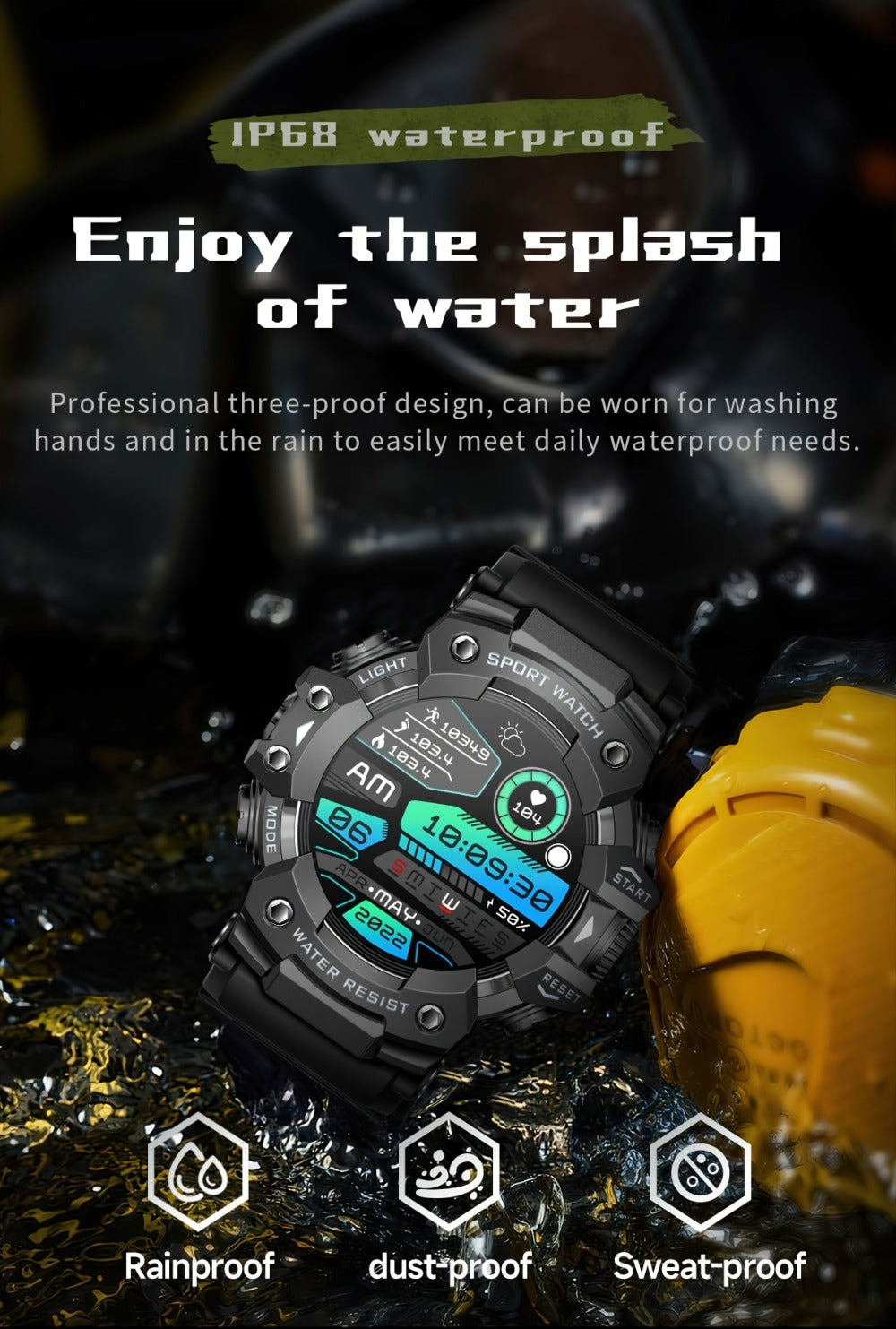 Tactical Smartwatch for Men, LED Flashlight & SOS Emergency, 1.32" TFT Screen, Bluetooth Calling, 100+ Sport Modes, Heart Rate SpO2 Sleep Tracker, Camouflage & Matte Colors – iPhone & Android Compatible