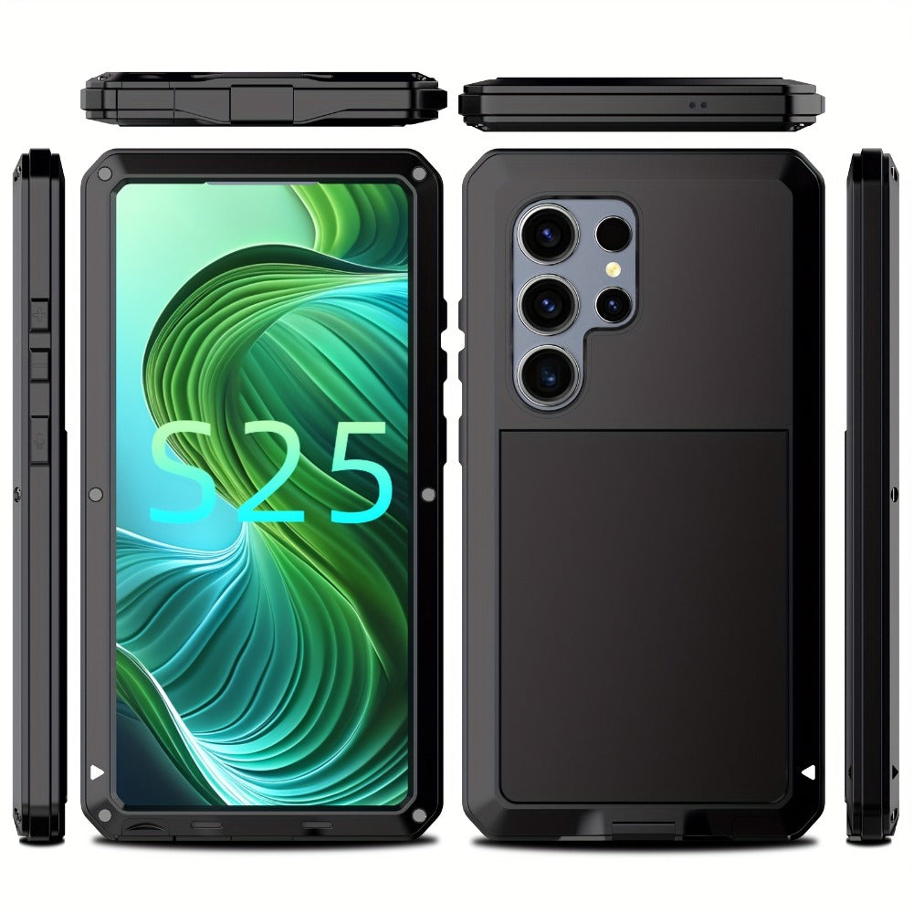 Heavy Duty Samsung Galaxy S24 Ultra Case Rugged Metal with Built-In Glass Screen Protector – Military-Grade Shockproof Dustproof Drop Protection Hard Cover, Compatible with Galaxy S23 Ultra S-Pen