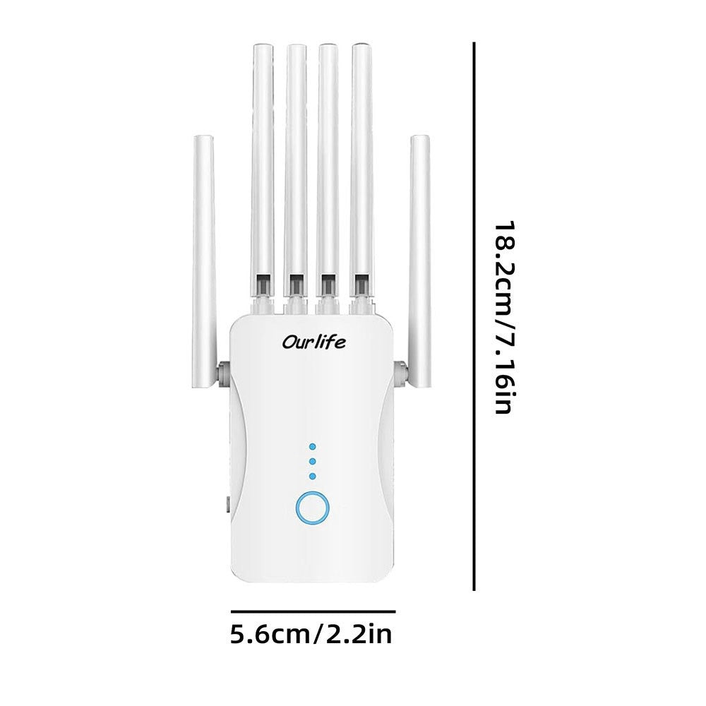 WiFi 6 Mesh Extender 1400Mbps 6-Antenna Dual Band - 2.4GHz & 5GHz Whole Home Coverage, One-Button WPS Setup, Seamless Roaming, Works with Smartphones Tablets Laptops Smart TV Gaming Console