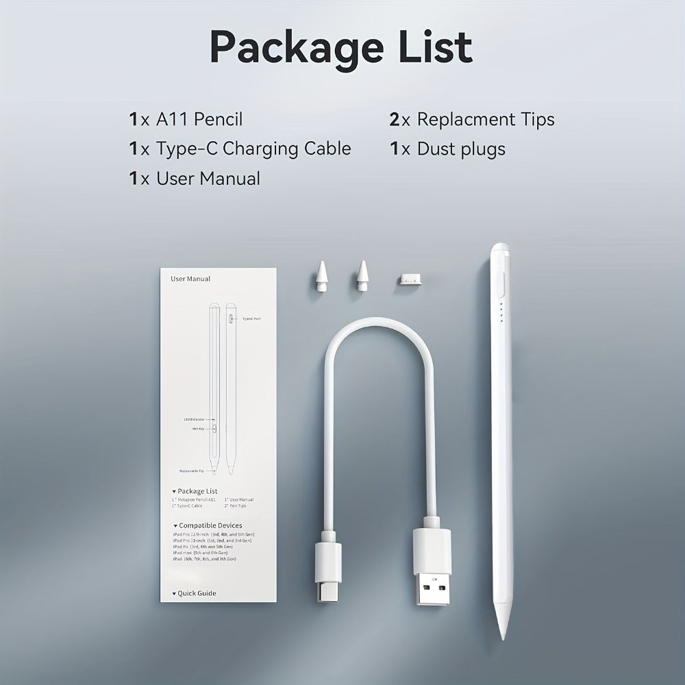 Stylus Pen for iPad & Android Tablets – Palm Rejection, Tilt Sensor, USB-C Charging, Compatible with iPad 6/7/8/9/10, Pro 11"/12.9"/M4, Air 3/4/5/6, Mini 5/6, All Android Tablets (Multi-Color)