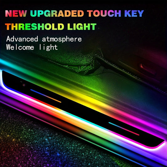 LED Door Threshold Welcome Light 4 Pack Wireless - Auto Motion Sensor, 7 Preset Colors, No Wiring, Car Door Sill Pedal Light, Home Entry & Hallway Lighting, Birthday Housewarming Gift for Men & Women