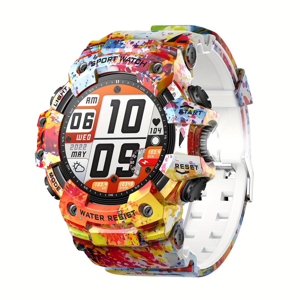 Tactical Smartwatch for Men, LED Flashlight & SOS Emergency, 1.32" TFT Screen, Bluetooth Calling, 100+ Sport Modes, Heart Rate SpO2 Sleep Tracker, Camouflage & Matte Colors – iPhone & Android Compatible