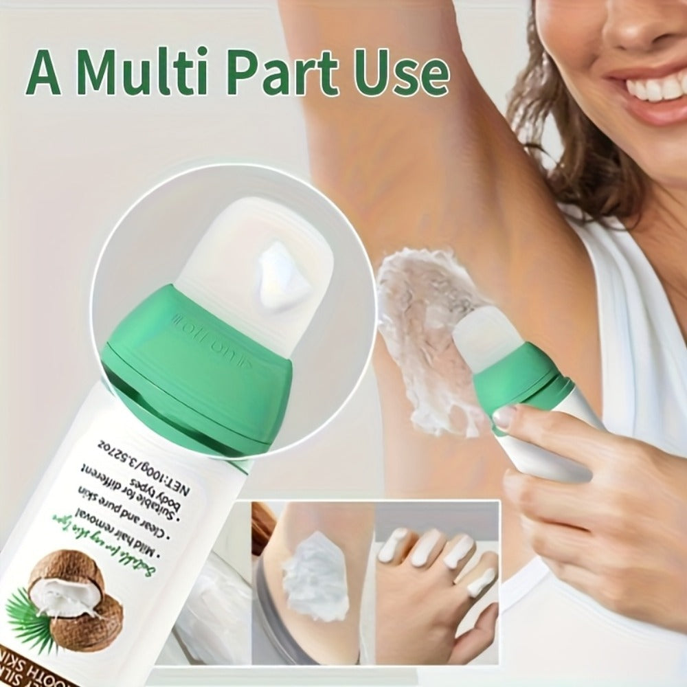 Hair Removal Cream with Coconut Squalane Instant Semi-Permanent Results Up to 3 Months – Non-Irritating Residue-Free Depilatory for Face Lips Armpits Legs Arms Bikini Area Unisex 100g