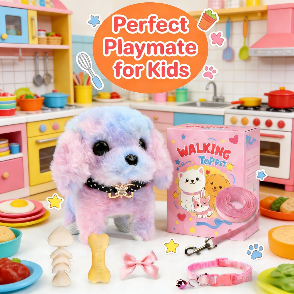 Walking Barking Electric Plush Puppy Toy That Walks Wags Tail & Barks – Realistic Interactive Pet Dog with Leash Bone Bow Tie, Premium Gift Box, Kids Birthday Gift for Boys Girls Toddlers Age 3+