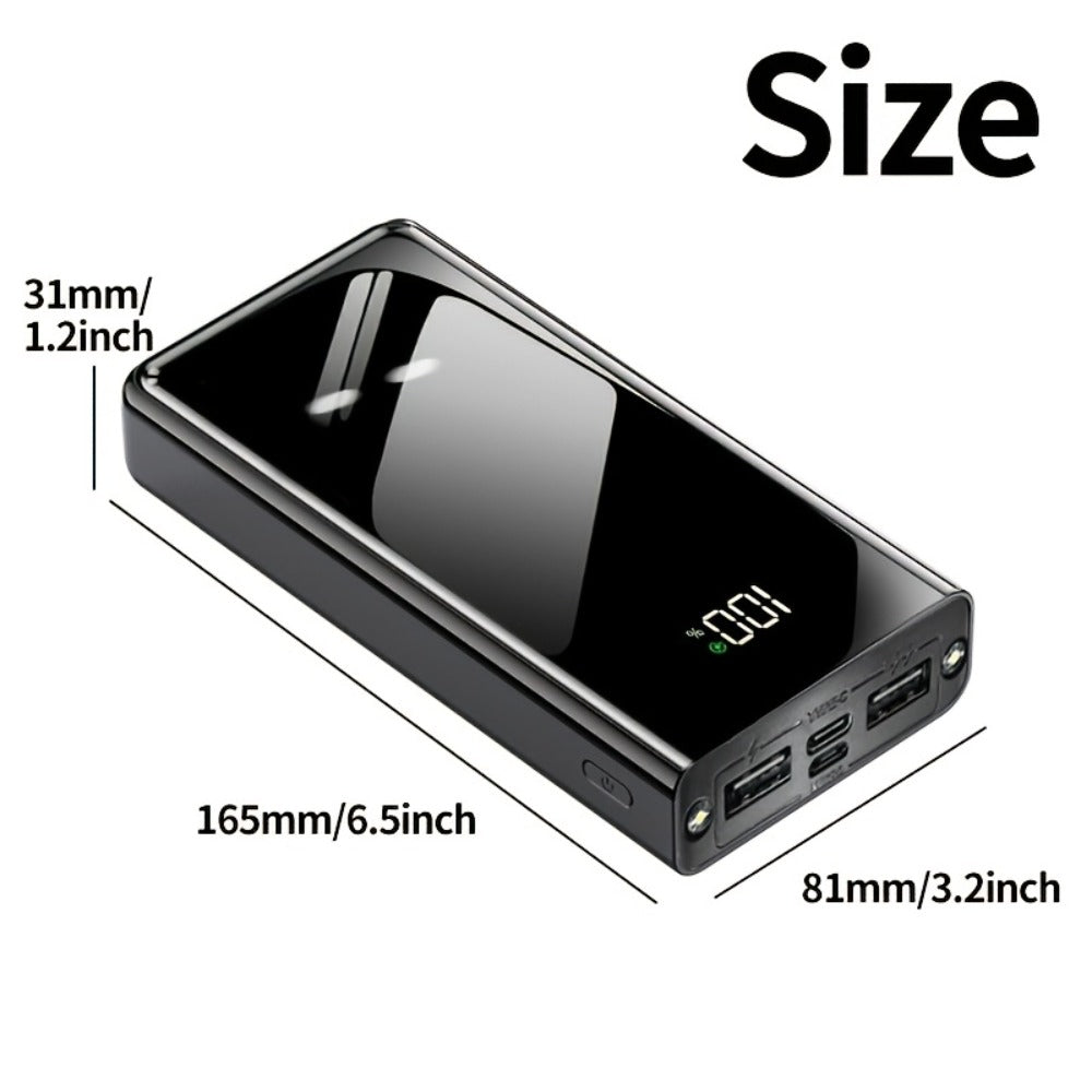 50000mAh Power Bank 22.5W Two-Way Fast Charging – Smart Digital Display LED Camping Light Large Capacity Portable Battery Pack for iPhone Android Tablet Outdoor Travel Emergency