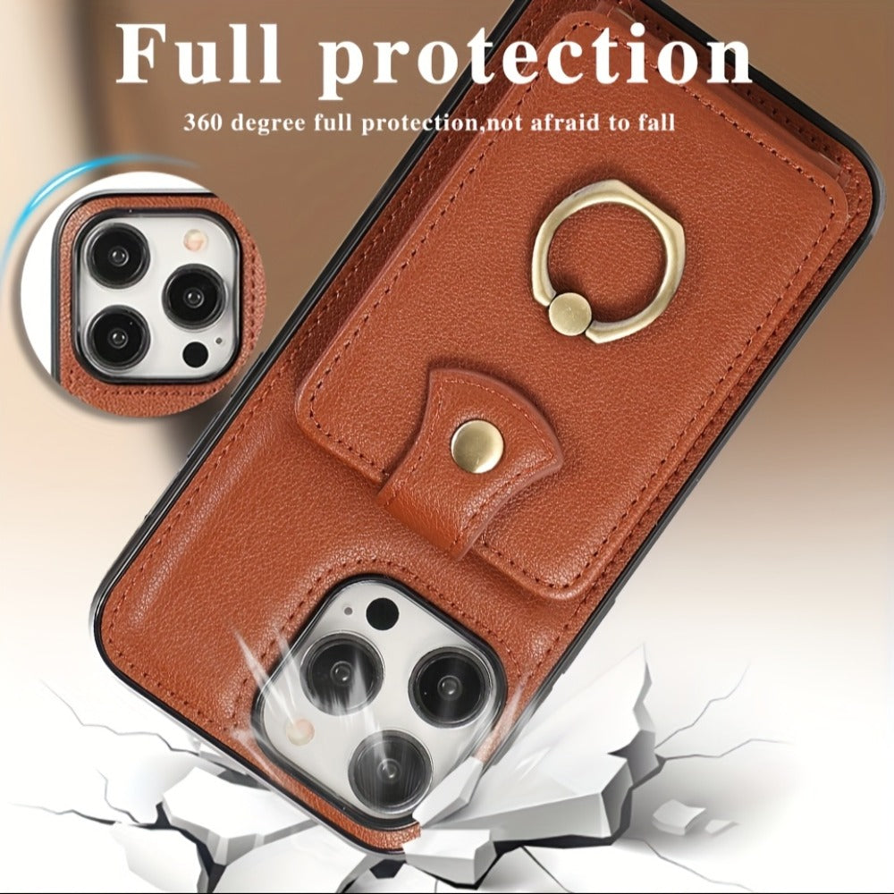 RFID Blocking iPhone Wallet Case with Magnetic Card Holder Kickstand MagSafe Compatible Shockproof Armor Bumper Wireless Charging Support for iPhone 16 15 14 13 12 Pro Max Plus Series