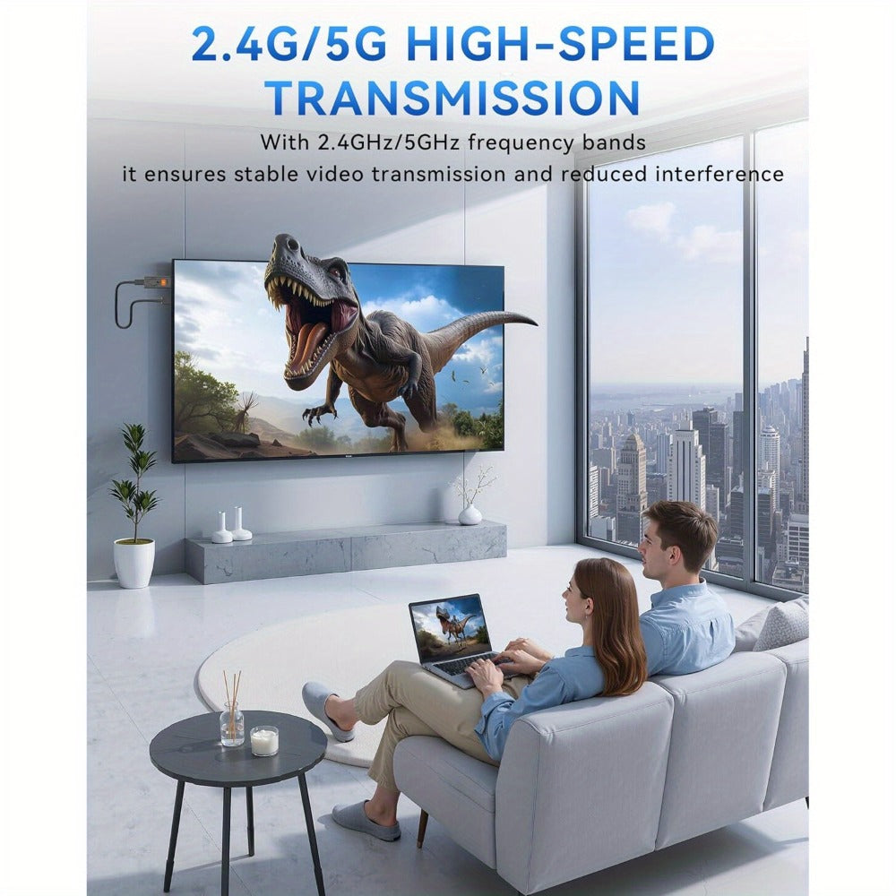 AirPlay Miracast Screen Mirroring Dongle 1080P - Wireless HDMI Display Adapter for iPhone Android Mac Windows PC to TV Projector, 5GHz WiFi, Plug and Play, No App Required, DLNA Streaming Stick