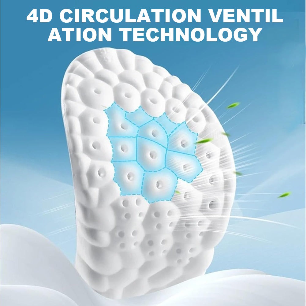 Sport Insoles Shoe Inserts 4 Pairs - 4D Cushioning High-Elasticity Shock Absorption, Soft Breathable Arch Support for Athletic Running Daily Wear, Men & Women EU35-50