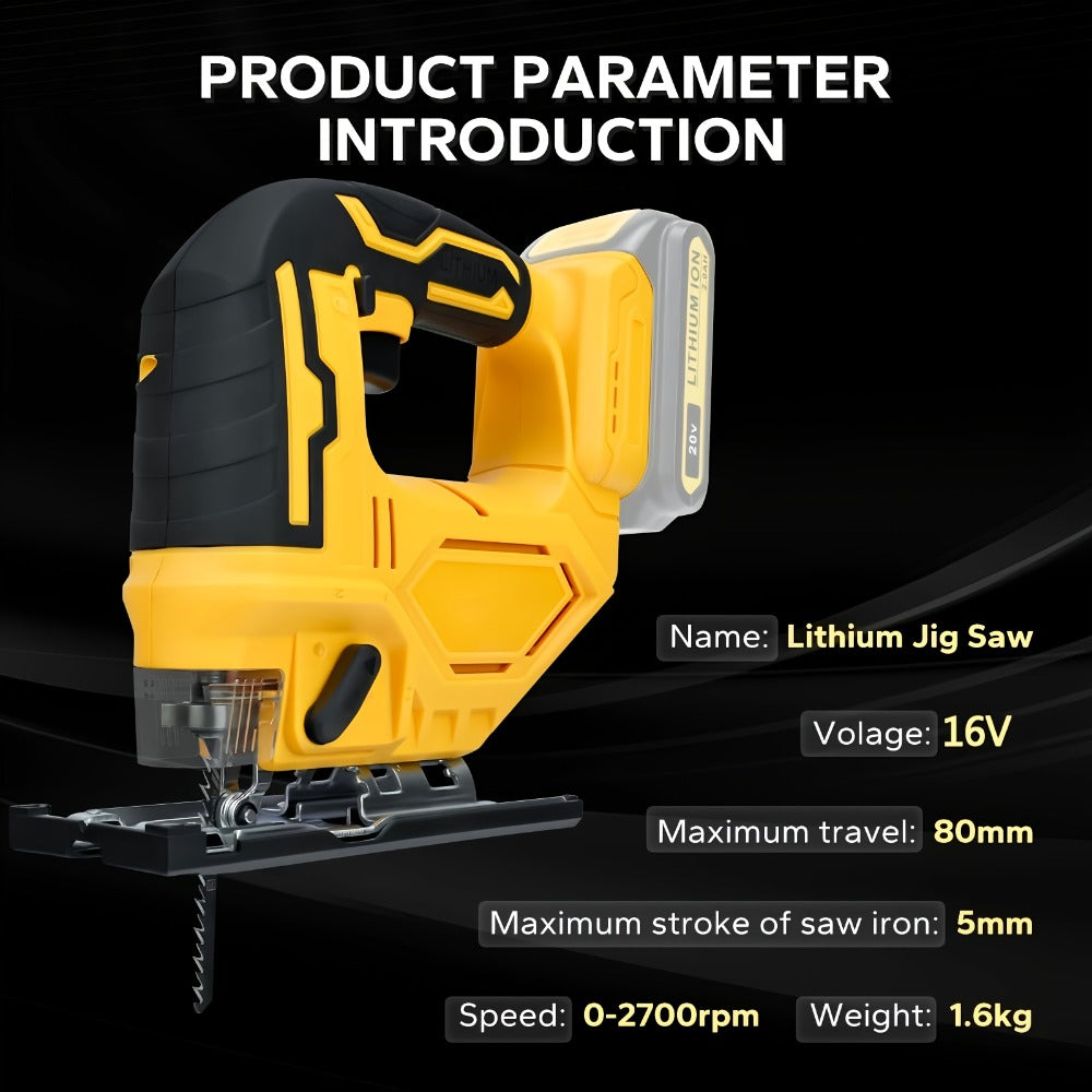 Cordless Jigsaw Compatible with DeWalt 20V Battery - Variable Speed 0-2700 RPM, 80mm Cutting Depth, LED Work Light, 0°-45° Bevel, 3 Orbital Settings for Wood Metal PVC Cutting