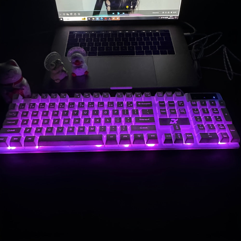 Floating Keycap Keyboard and Mouse Set Wired RGB Backlit – Mechanical Touch Keys, Multiple Lighting Effects, Volume Roller, Ergonomic USB Gaming Combo for PC, Desktop, Laptop & Mac | White Upgraded Version