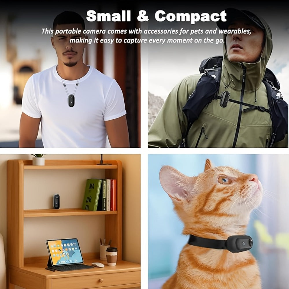 Thumb Size 1080P Body Camera Wearable Clip-On Sports Cam – 1.25oz Magnetic Mount, 150-Min Battery, 360° Rotating Clip for Work, Travel, Fishing, Pet Monitoring, Cycling & Outdoor Activities | POV Recorder