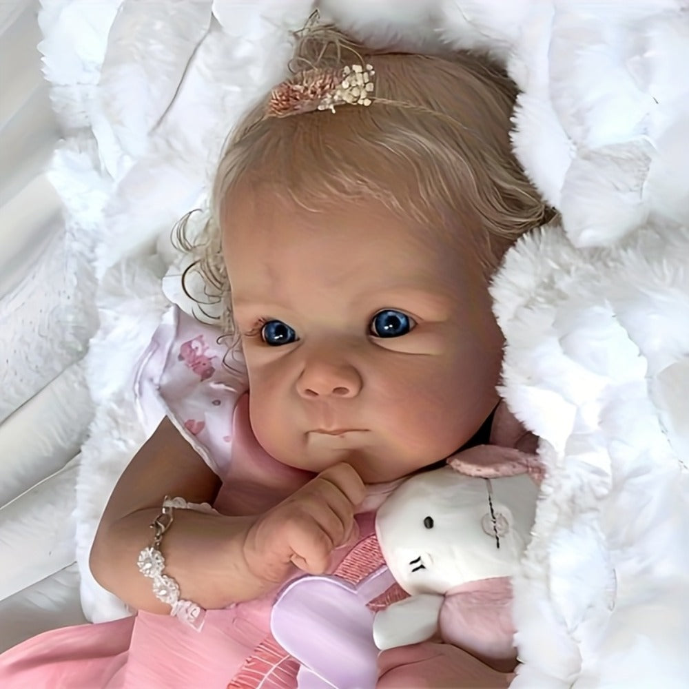 22-Inch Full Vinyl Reborn Baby Doll with Rooted Hair and Open Eyes