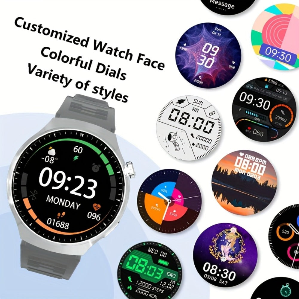 Unisex Smartwatch 1.52" HD Full Touch Screen, Wireless Calling & Text Messages, Multi-Sport Fitness Tracker, Remote Camera Control, Premium Alloy Case & Silicone Strap, USB Charging – Android & iPhone Compatible