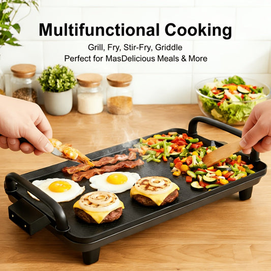 Electric Griddle with Nonstick Surface for Breakfast Cooking, 2 Size Options