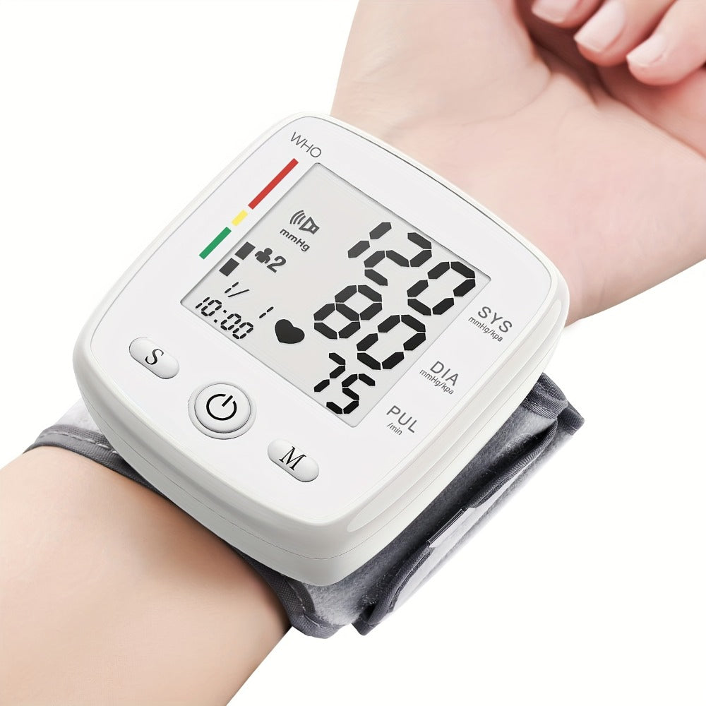 Wrist Blood Pressure Monitor - Digital BP Monitor Rechargeable with 2×99 Memory, Large LCD Display, Voice Broadcast & Portable Case for Home & Travel Use (Black / White / BP188W)