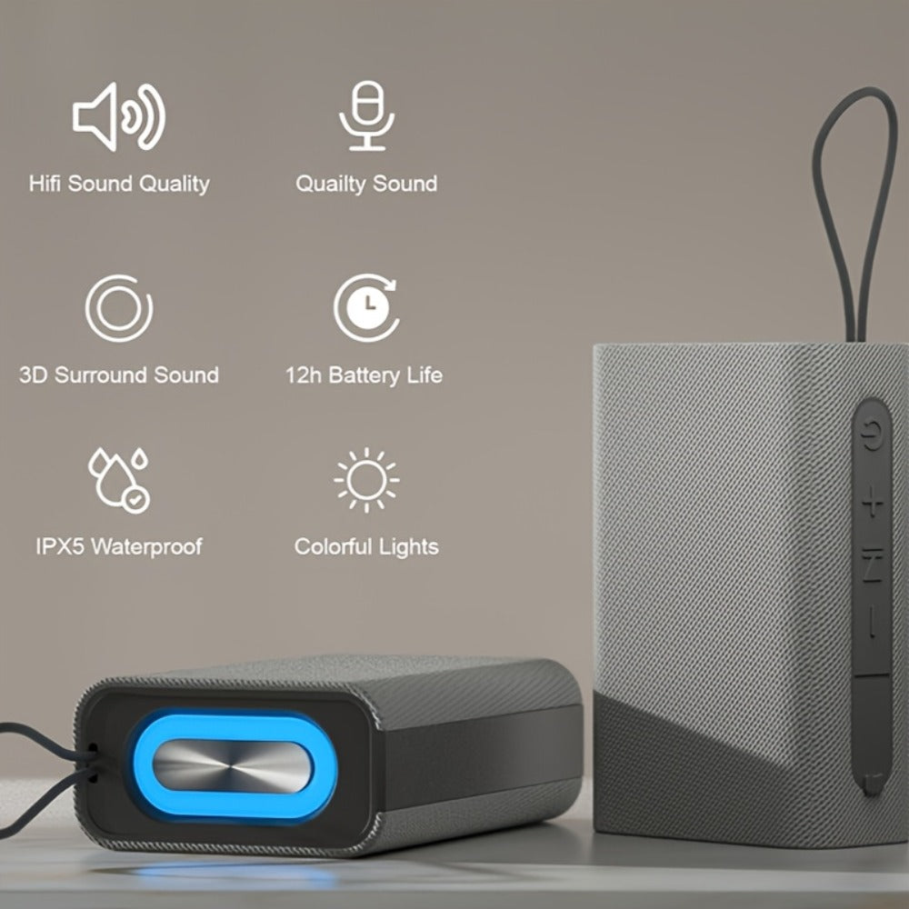 Portable Bluetooth Speaker Stereo Surround Sound USB-C Rechargeable Compact Wireless Speaker for PC Smartphone Tablet Outdoor Gym Travel Button Controls