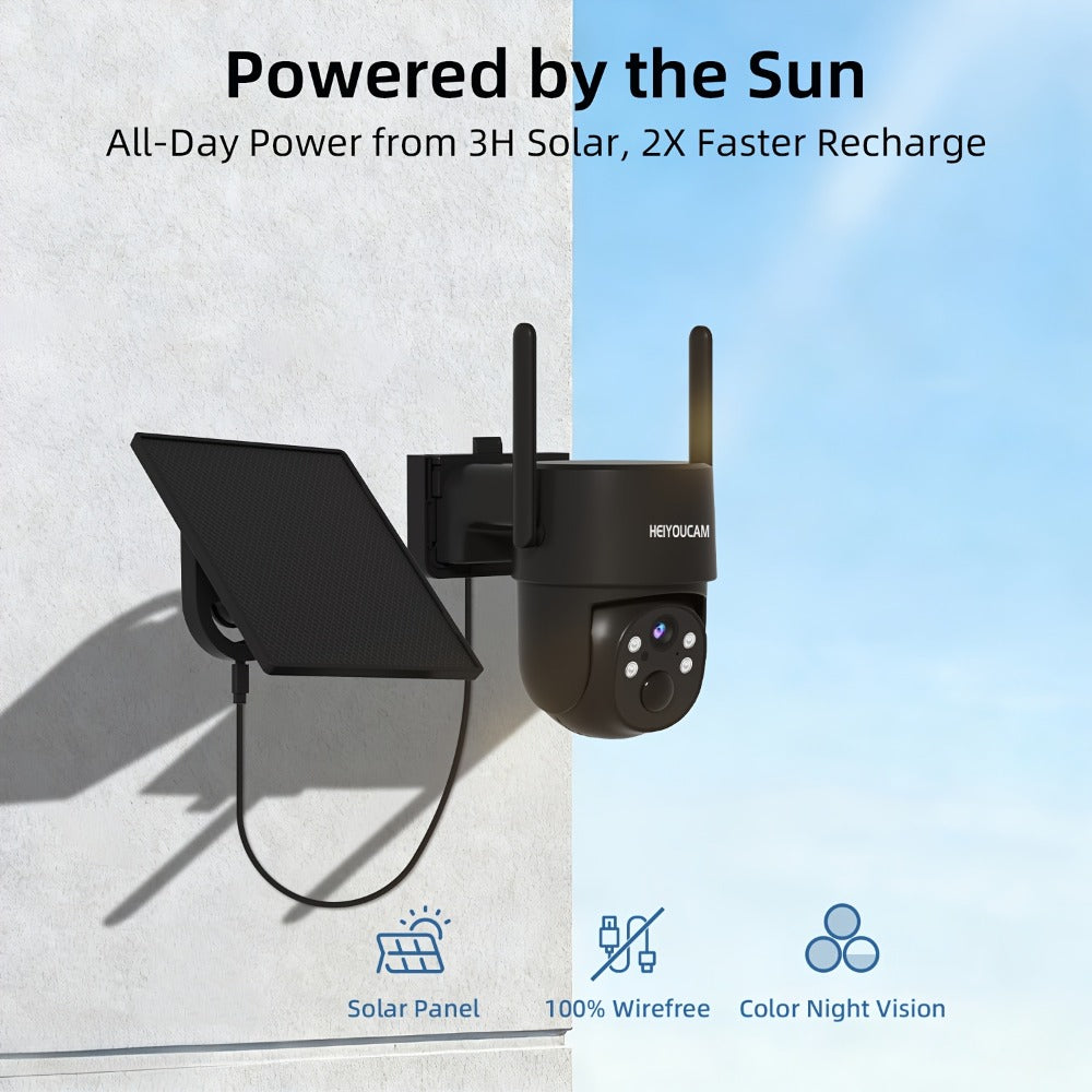 AI Auto Tracking Solar Security Camera Outdoor 360° Dome – AI Human Detection, Full Color Night Vision, Smart Siren & Spotlight, Two-Way Audio, 6000mAh Battery Wireless WiFi Camera