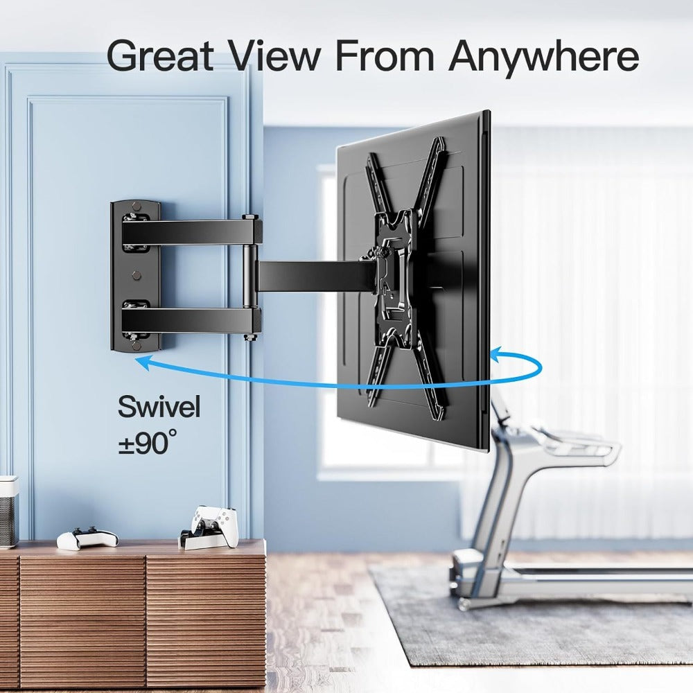 Heavy Duty TV Wall Mount 26-60 Inch Full Motion – Stainless Steel Swivel Tilt Extension Arm, VESA 400x400mm, Holds 77 lbs, Universal Fit for Samsung LG Sony TCL Vizio Hisense, Black