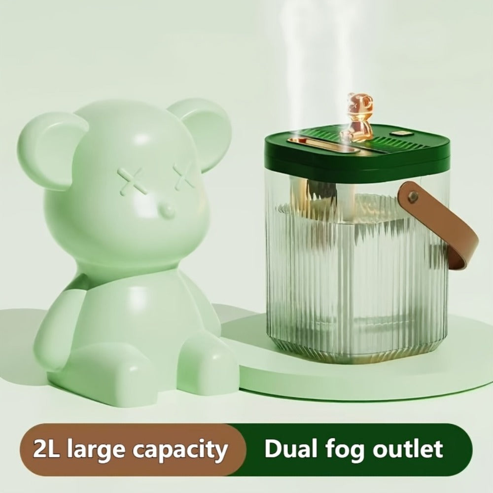Large Humidifier 2L Smart 2-in-1 with Night Light – Dual Nozzle, 3 Mist Modes, Auto Shut-Off, Dry Burn Protection, Silent Operation, Covers 215 Sq Ft, for Bedroom, Baby Room & Office (Green)
