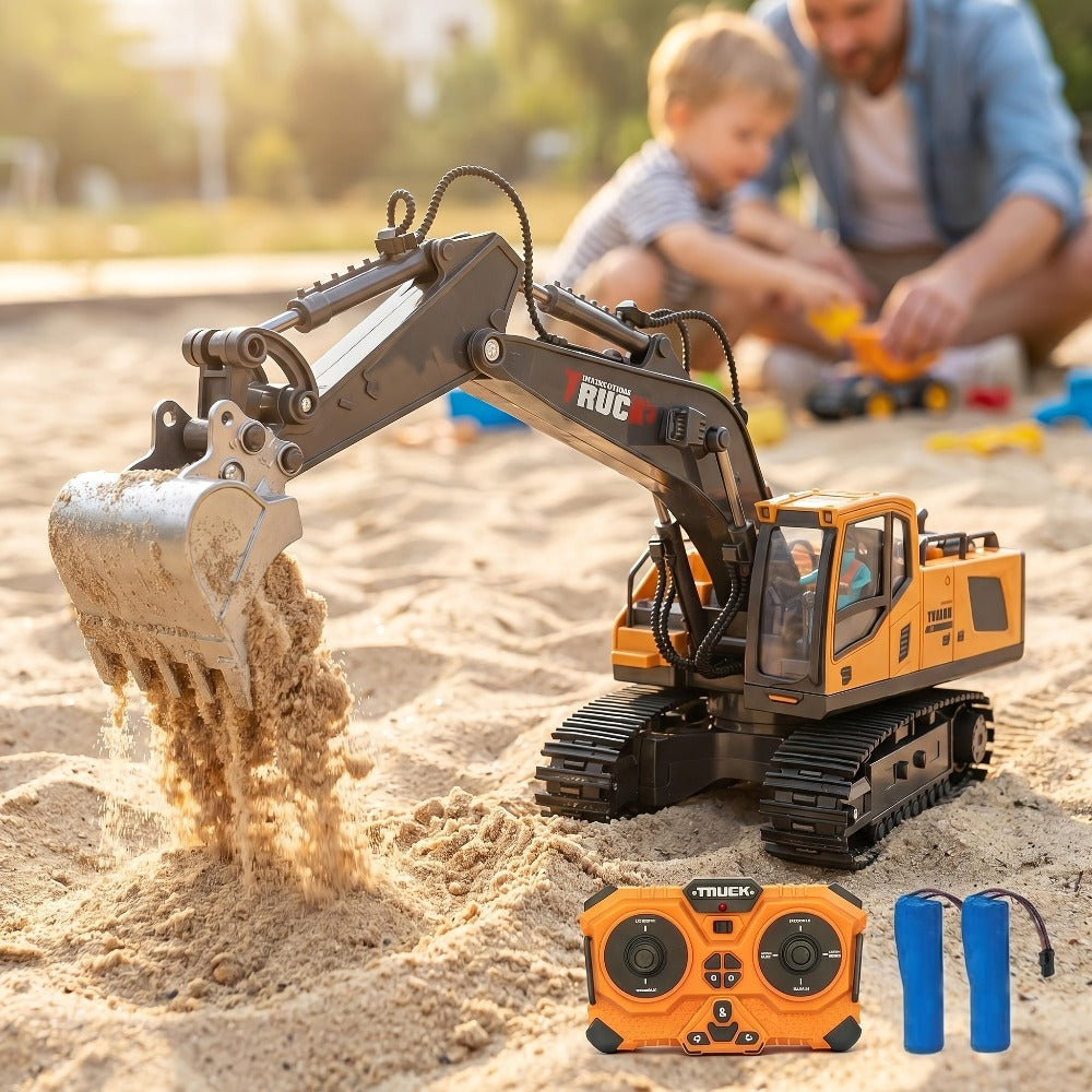 RC Construction Truck – 1:24 Scale Alloy Remote Control Bulldozer, Dump Truck & Excavator Toy
