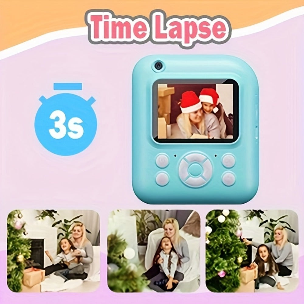 Instant Print Digital Camera for Kids Ages 3-12 – 1080P, 2.4" Screen, 3 Rolls Print Paper & 32GB Card Included, Cute Kids Camera, Perfect Birthday & Holiday Gift for Girls and Boys
