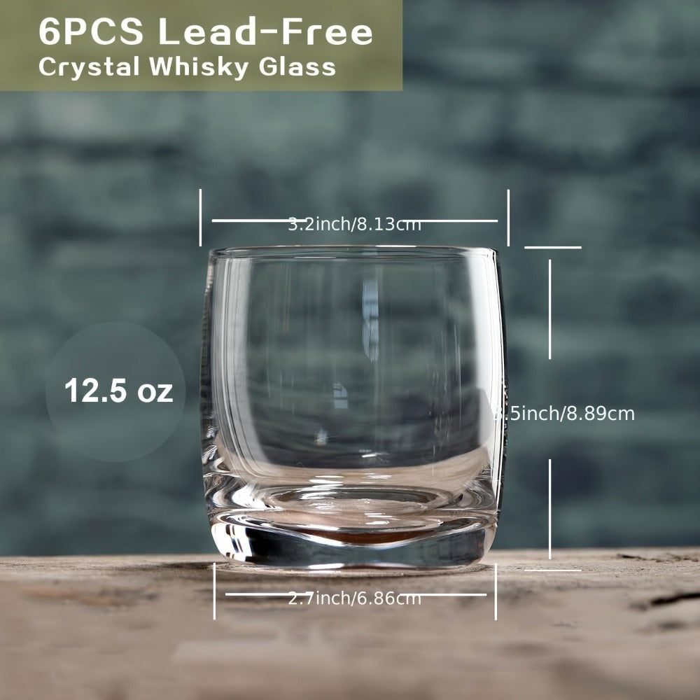Crystal Rocks Glasses Set of 6 – 10.5oz Premium Whiskey Tumbler, Clear Bourbon Scotch Cocktail Drinking Glasses, Dishwasher Safe Old Fashioned Glassware for Home Bar, Restaurant, Gift for Men