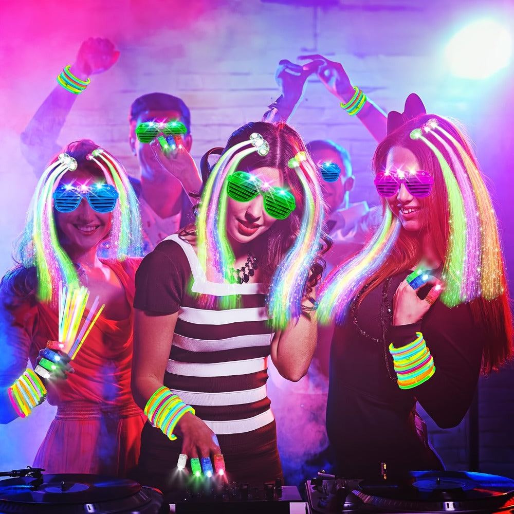 Glow Party Supplies 120-Piece Set with LED Glasses & Glow Accessories