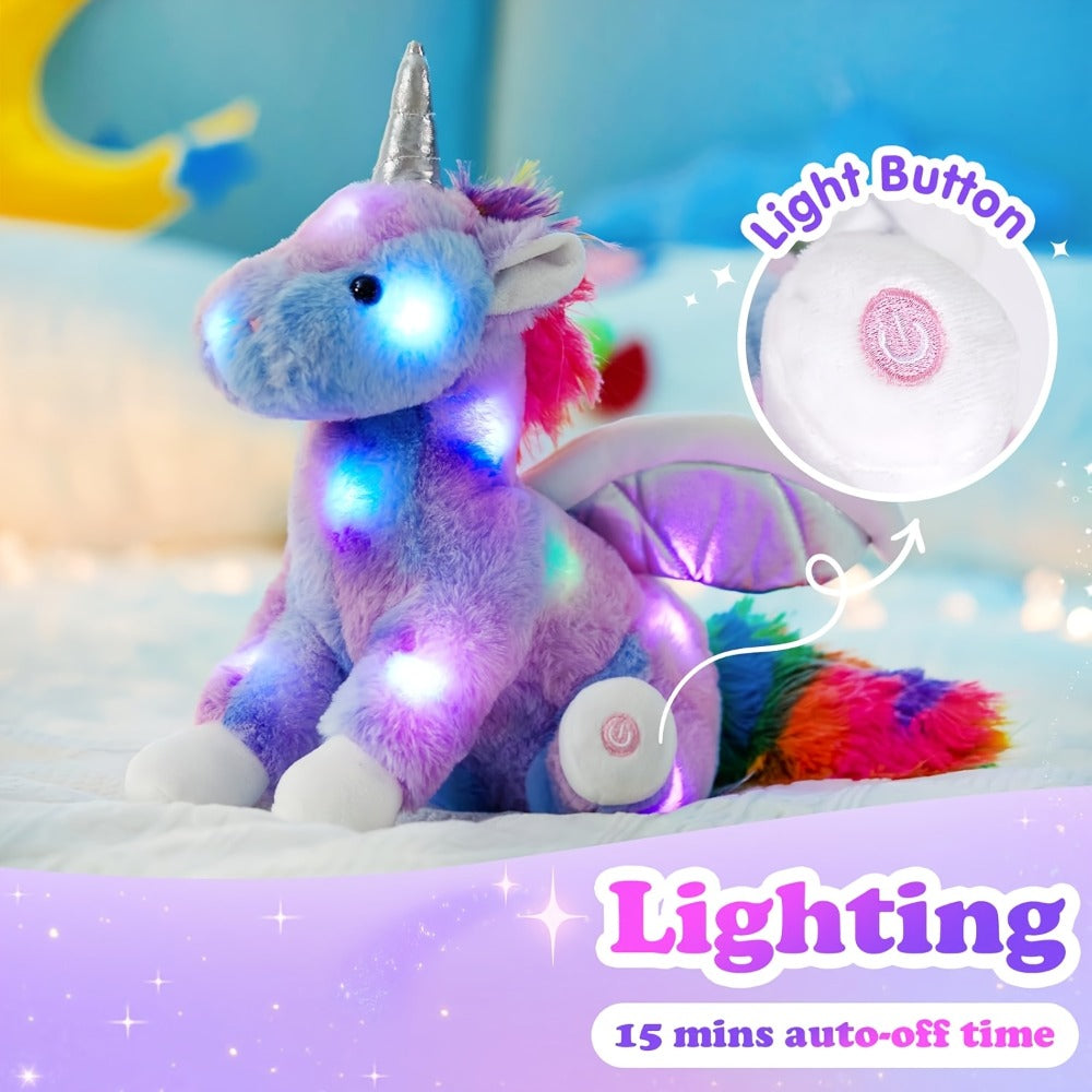Glowing Unicorn Plush Toy with Optional Music in Two Styles