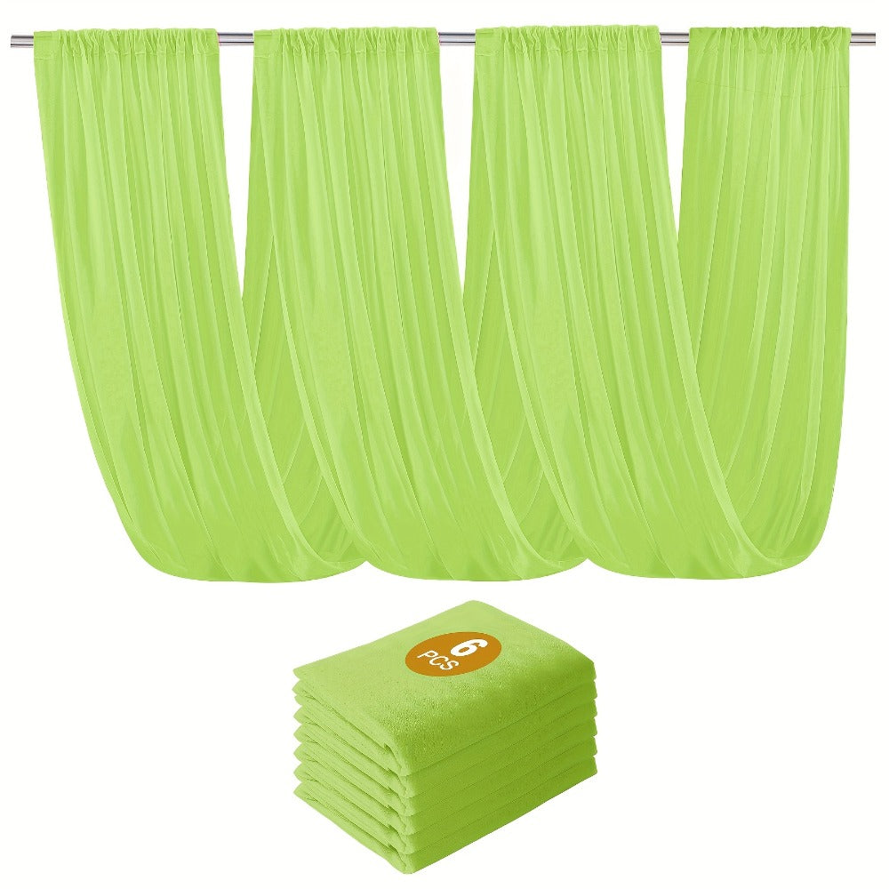 6-Pack Chiffon Ceiling Drapes for Wedding 63x118in - Sheer Polyester Backdrop Curtains with Rod Pockets for Wedding Arch, Party Stage, Photography, Ceremony & Event Decoration Swag
