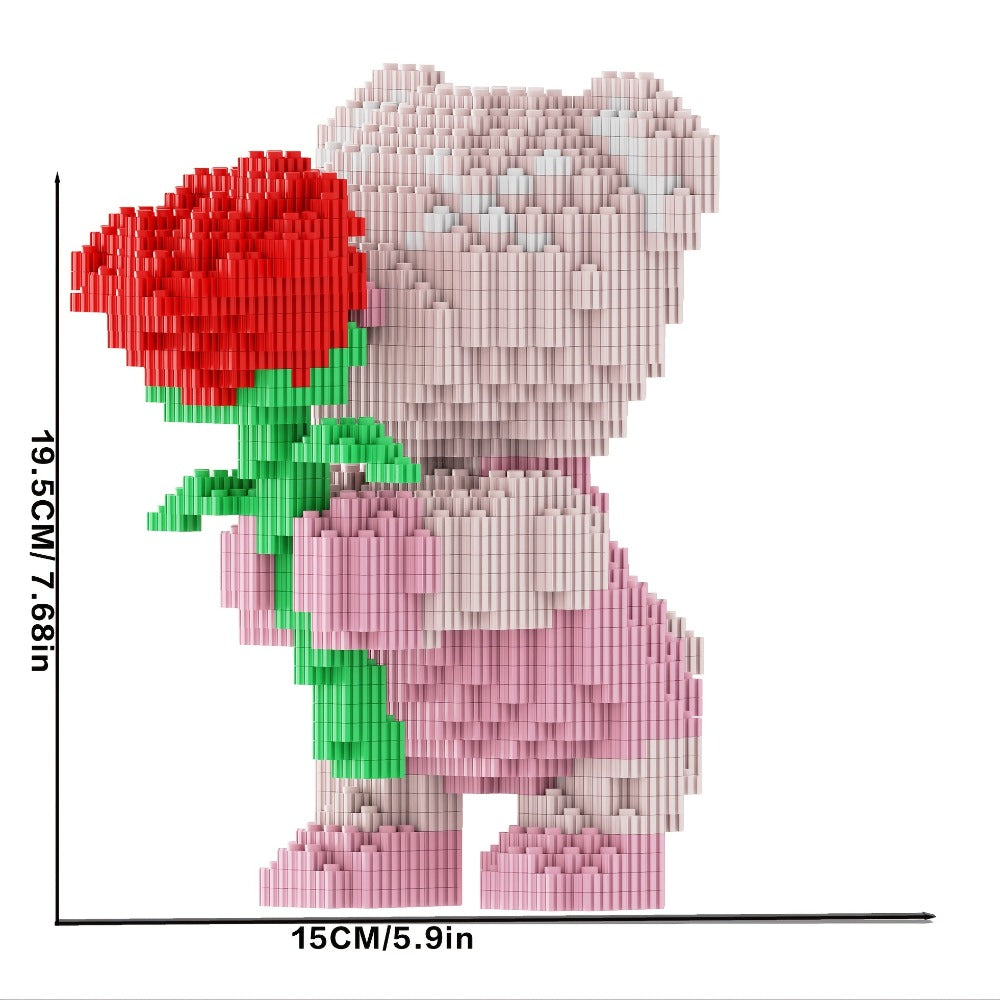 4051-Piece Rose Bear Building Block Set, Model 9049 Display Build