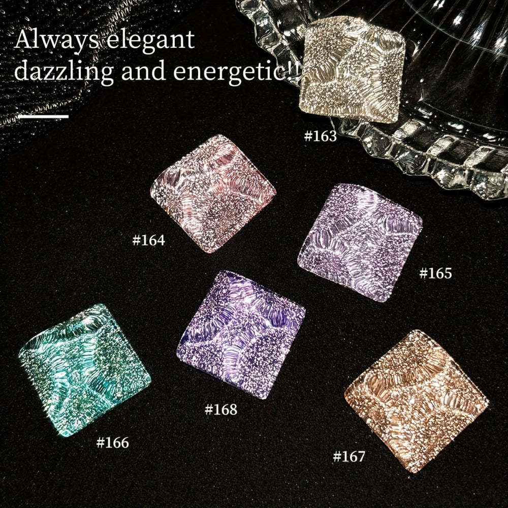 Diamond Glitter Gel Polish Set 6 Colors Sparkling Shine Finish Alcohol-Free | Soak-Off UV LED Long-Lasting Chip-Resistant Nail Art Kit | Women DIY Home Salon Manicure Holiday Party Gift