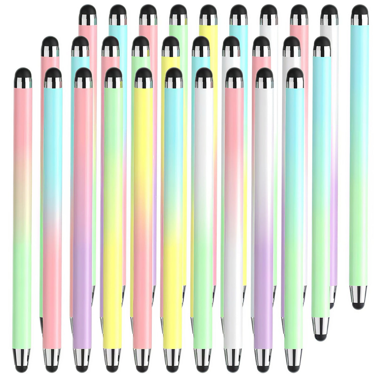 Stylus Pen 30 Pack Universal 2-in-1 Capacitive with 60 Replacement Tips for iPad iPhone Android Samsung Galaxy Tablets Laptops Chromebook All Touch Screens Bold Pastel Classic Combo Colors