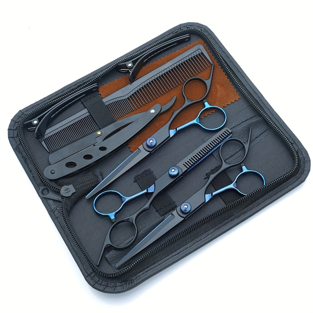 Hair Cutting Scissors Set 6 Inch Stainless Steel with Thinning Shears & Barber Comb – Colorful Professional Hairdressing Shears Kit for Men Women Salon Home