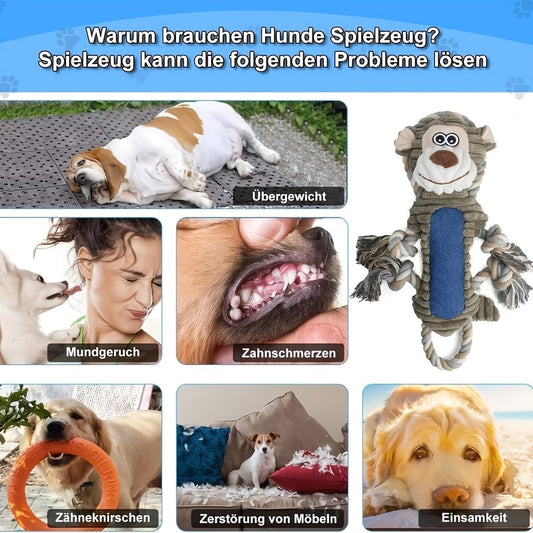 Squeaky Plush Dog Toys in Animal Styles, with Pull Rope Options for Interactive Play