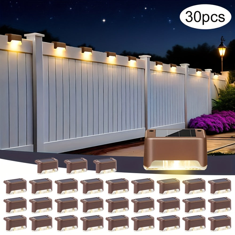 Solar Deck Lights Outdoor 20/30 Pack IP44 Waterproof Warm White LED Step Lights for Stairs Fence Patio Garden Pathway Courtyard Landscape Decoration - Black White Brown Available