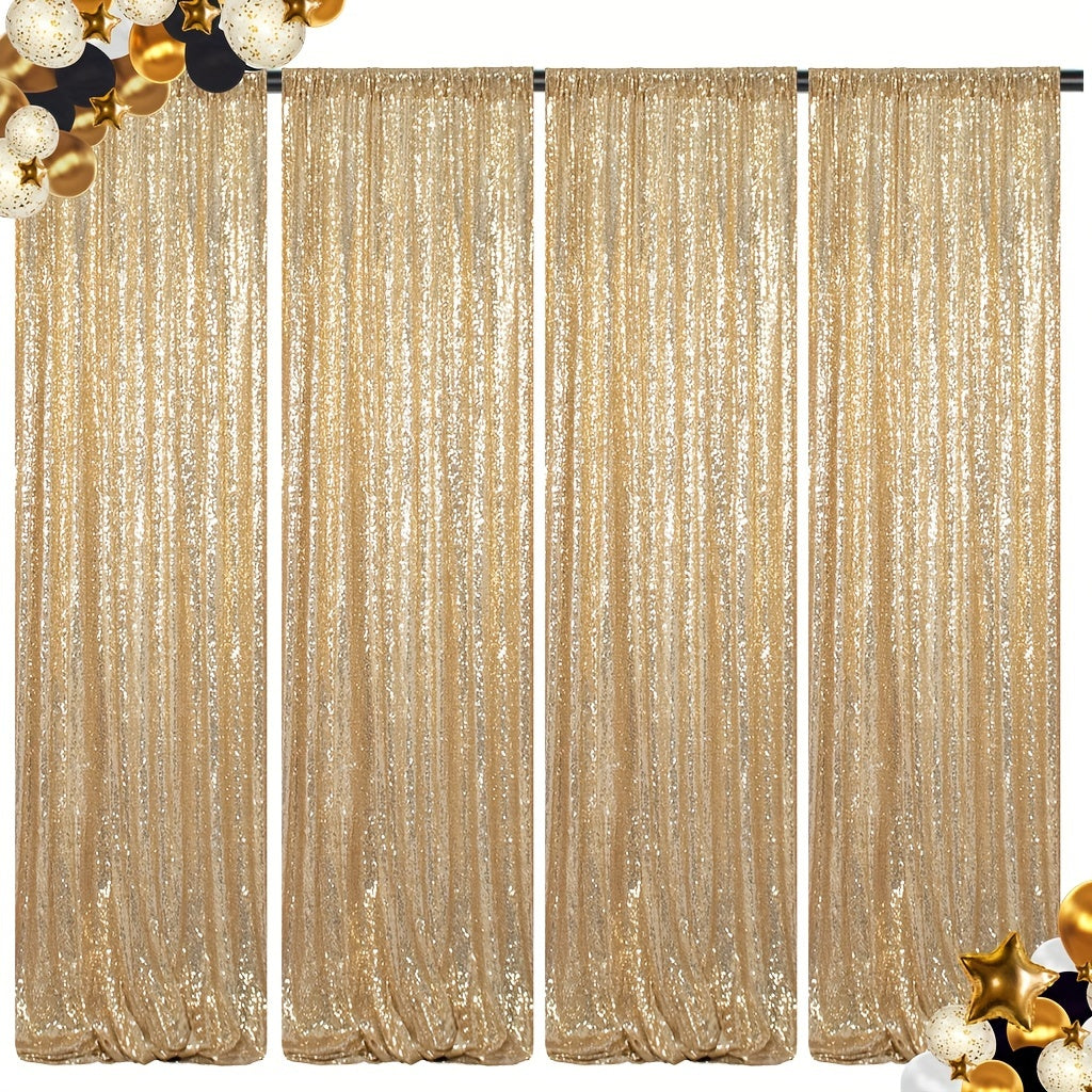 Sequin Backdrop Curtains 2FTx8FT Glitter Photography Background Panels for Party Wedding Birthday Stage Decoration Gold Yellow Shimmer Curtain Set 4 6 10 Panels Available