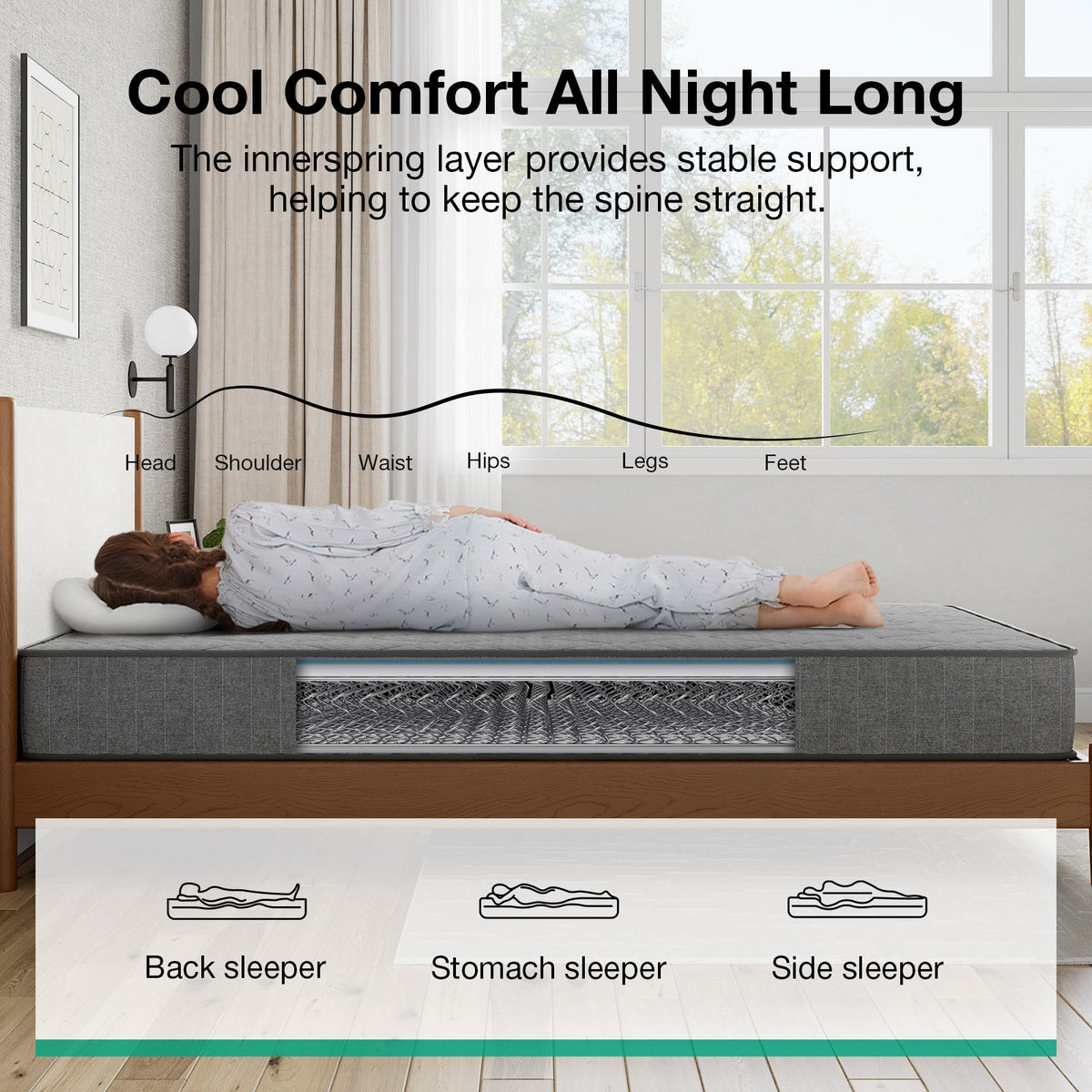 6-Inch Mattress with Pocket Springs for Bedroom Comfort and Support