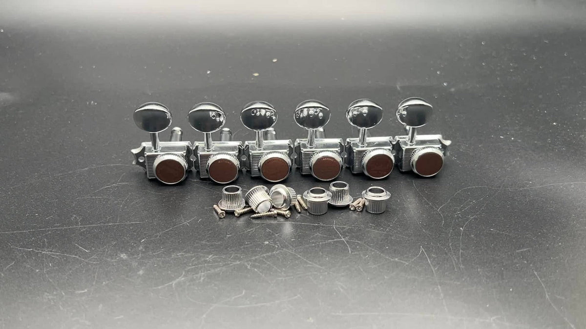 6-Inline Locking Guitar Tuners, 1:15 Ratio, Chrome or Gold Set detail image - detail view 11