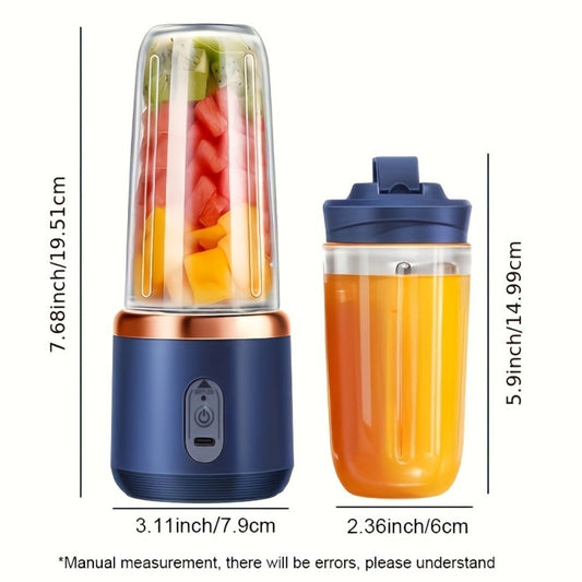 Portable Blender with 6 Stainless Steel Blades and USB Charging, Blue and Pink Options