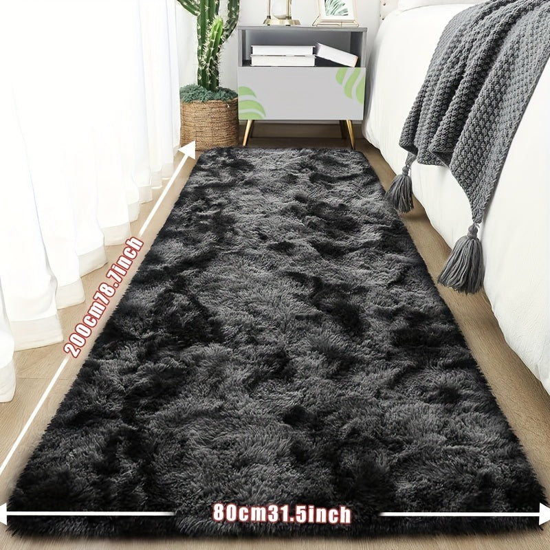 Tie-Dye Plush Fluffy Mat Absorbent Non-Slip – Luxury Soft Bathroom Rug for Living Room & Bedroom, Modern Home Decor Floor Mat, 31.5x78.7 in – Light Grey, Dark Gray, Light Pink, Black