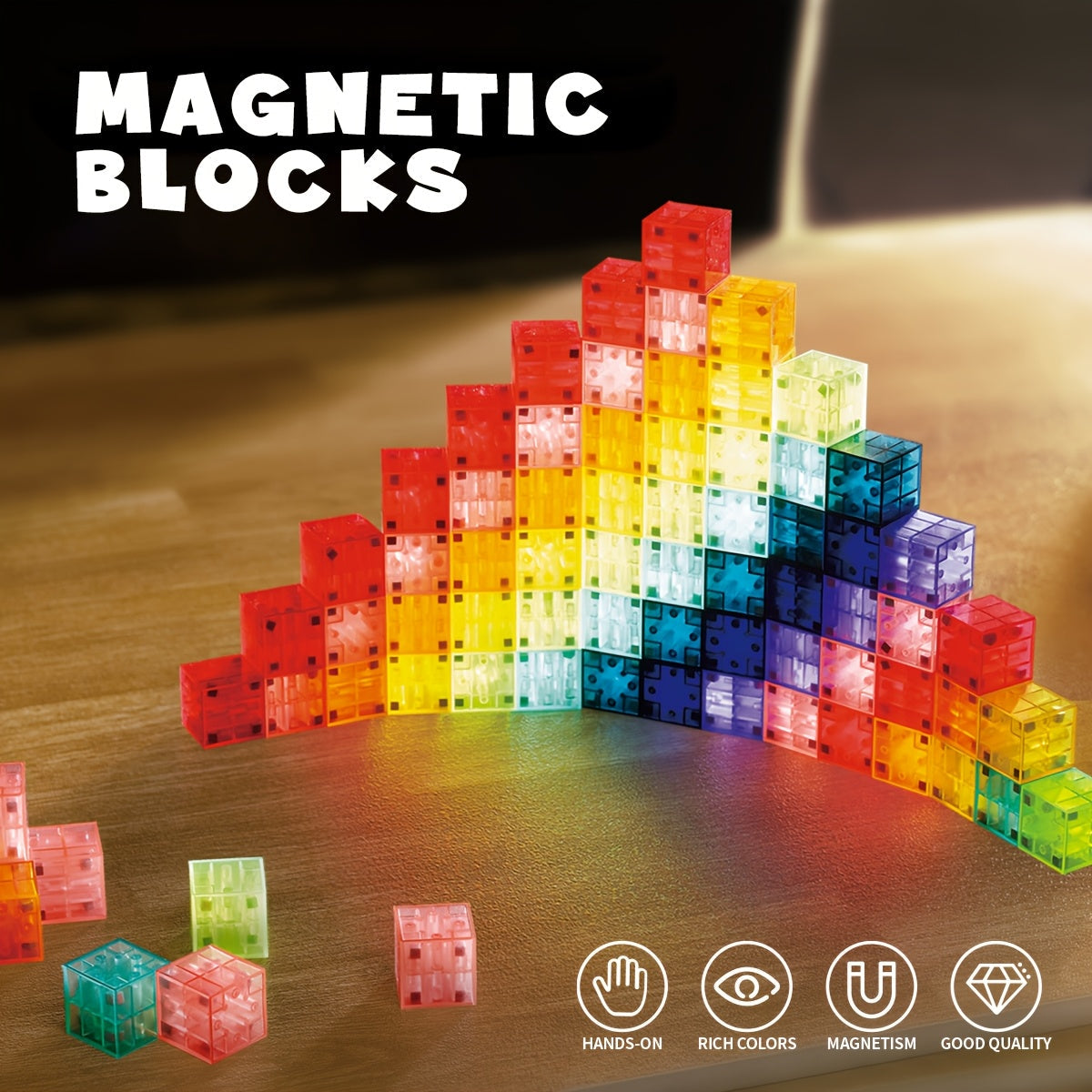3D Magnetic Cube Building Set, 54 Pieces for Ages 3+